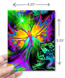 Rainbow fairy art greeting card with dimensions