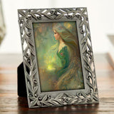 Framed mini goddess print of Elowen of the Woodland Realm by Primal Painter. Earth tones. 