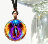 Rainbow Angel Necklace, Reiki Energy Pendant, Metaphysical Art - "Embrace Light"