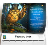 2026 Fun Illustrated Animal Calendar - Frogs, Mushrooms, Raccoons & Owls, Funky Forest Art