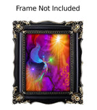Decorative black frame with a colorful abstract design, no frame included.
