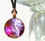 Guardian Angel Art Necklace, Reiki Energy Pendant, Colorful Artwork called "The Guardian"
