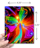 Red angel art greeting card by Primal painter with dimensions