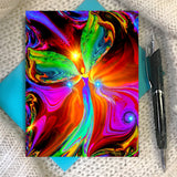 Red angel art greeting card with blue envelope