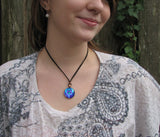 Blue Twin Flames Necklace, Chakra Jewelry, Reiki Energy Art Pendant - "Healing Circle"