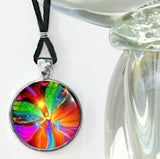 Red angel necklace in a silver colored setting