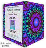 Front and back of a Greeting card  featuring a Purple and blue intuition mandala artwork by Primal Painter.