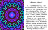 Colorful mandala artwork with text explaining its meaning