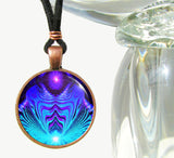 Teal & Purple Necklace, Abstract Art, Chakra Jewelry
