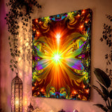 Canvas print of an orange and red psychedelic canvas print called Light Being by Primal Painter