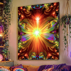 Canvas print of an orange and red psychedelic canvas print called Light Being by Primal Painter