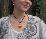 Orange Abstract Art Necklace, Reiki Energy Jewelry, Fantasy Artwork - "Light Being"