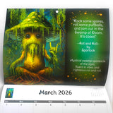 2026 Fun Illustrated Animal Calendar - Frogs, Mushrooms, Raccoons & Owls, Funky Forest Art
