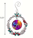Gratitude Angel Art, Sparkly Christmas Ornament, Decorative Metal Wreath  - "The Gift"