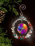 Gratitude Angel Art, Sparkly Christmas Ornament, Decorative Metal Wreath  - "The Gift"