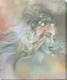 Abstract art canvas print called by Pele by Primal Painter featuring the Hawaiian goddess in pastel earth tones. 