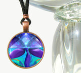 Angel Necklace, Blue Purple Pyramid Pendant, Metaphysical Wearable Art - "Pyramid Healer"