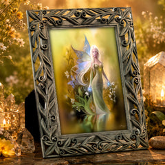 Decorative frame with a fairy illustration in a mystical setting. Salina Sunspire by Primal Painter