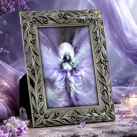 Decorative pewter frame with a fantasy fairy design on a mystical background by Primal Painter