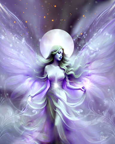 fairy purple dress Lunar Fairy Wall Art Print