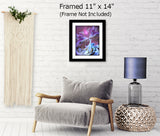 Purple Goddess Art Print with Ethereal Angel Wings and Swirling Clouds, Positive Energy Artwork - "Serendipity"