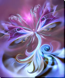 purple, blue, and white ethereal fairy canvas print called Serendipity by Primal Painter with swirling patterns.