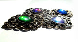 Psychedelic Art Necklace, Green and Purple Energy Jewelry, Abstract Artwork - "Spreading New Wings"