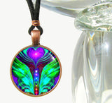 Chakra Angel Wings Necklace, Metaphysical Wearable Art Pendant - "Spread Your Wings"