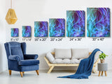 canvas prints displayed on a wall illustrating different sizes