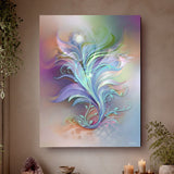 Abstract art canvas print called From Summer to Fall by Primal Painter featuring soft pastel rainbow floral elements. 