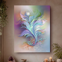 Abstract art canvas print called From Summer to Fall by Primal Painter featuring soft pastel rainbow floral elements. 