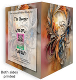 Front and back spread open card. Goddess art story card called The Keeper by Primal Painter with envelope