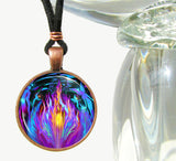 Violet Flame Art Necklace with fairies