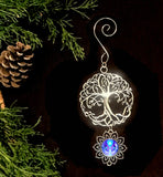 Tree of Life Pewter Hanging Ornament with Violet Angel Art Pendant - "Hope"