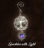 Tree of Life Pewter Hanging Ornament with Violet Flame Art Pendant-"Transmutation"