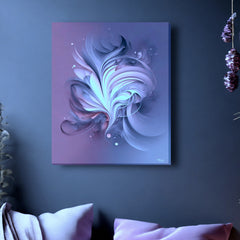 A canvas print featuring abstract violet and blue shapes in a modern art style, with the title 'Twilight' suggesting a mystical or zen-inspired theme. Art by Primal Painter