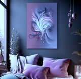 A canvas print featuring abstract violet and blue shapes in a modern art style, with the title 'Twilight' suggesting a mystical or zen-inspired theme. Art by Primal Painter