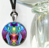 twin violet flames necklace featuring soulmate art by Primal Painter