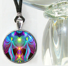 twin violet flames necklace featuring soulmate art by Primal Painter