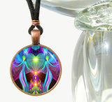 twin violet flames necklace featuring soulmate art by Primal Painter