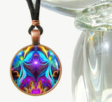 Twin Flames Necklace, Violet Flame Pendant, Soulmate Love - "Twin Flames Heart"