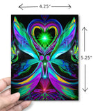 Twin flames artwork called Unconditional Love as a greeting card. Dimensions as text. 
