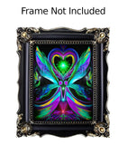 Decorative frame with a colorful heart design on a white background, indicating 'Frame Not Included'.