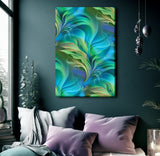 A stretched canvas print featuring abstract blue and green art, Art by Primal Painter.