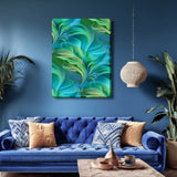 Modern Abstract Blue Art Stretched Canvas Print, Water Theme Four Elements - "Under the Sea"