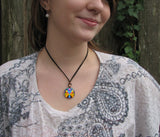 Psychedelic Angel Necklace, Twin Moons and Heart Artwork, Energy Jewelry - "Vision Quest"