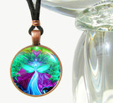 Teal Metaphysical Angel Necklace, Reiki Energy Artwork called "The Water Healer"