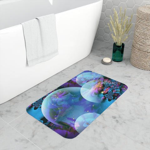 Velvety Soft Memory Foam Bath Mat, Designer Bathroom Decor - "Spirit Orbs"