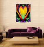Rainbow Heart Tapestry, Psychedelic Fairy Wall Hanging, Original Artwork -"Universal Love"