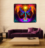 Colorful Angel Tapestry with Symbolism and Meaning, Original Artwork - "Phoenix Rising"